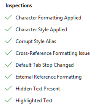 In the Validation Results pane, locate issues listed by the Hidden Text Present inspection. Review the found issues and apply corrections.