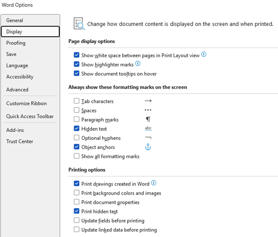 Run Hidden Text Present inspection. In the Validation Results pane, locate issues listed by the Hidden Text Present inspection. Review the listed findings if needed. When you click on a finding, OnStyle navigates you to the found issue in the document. Apply the automatic Remove Hidden Formatting correction for selected findings or to all findings at once.