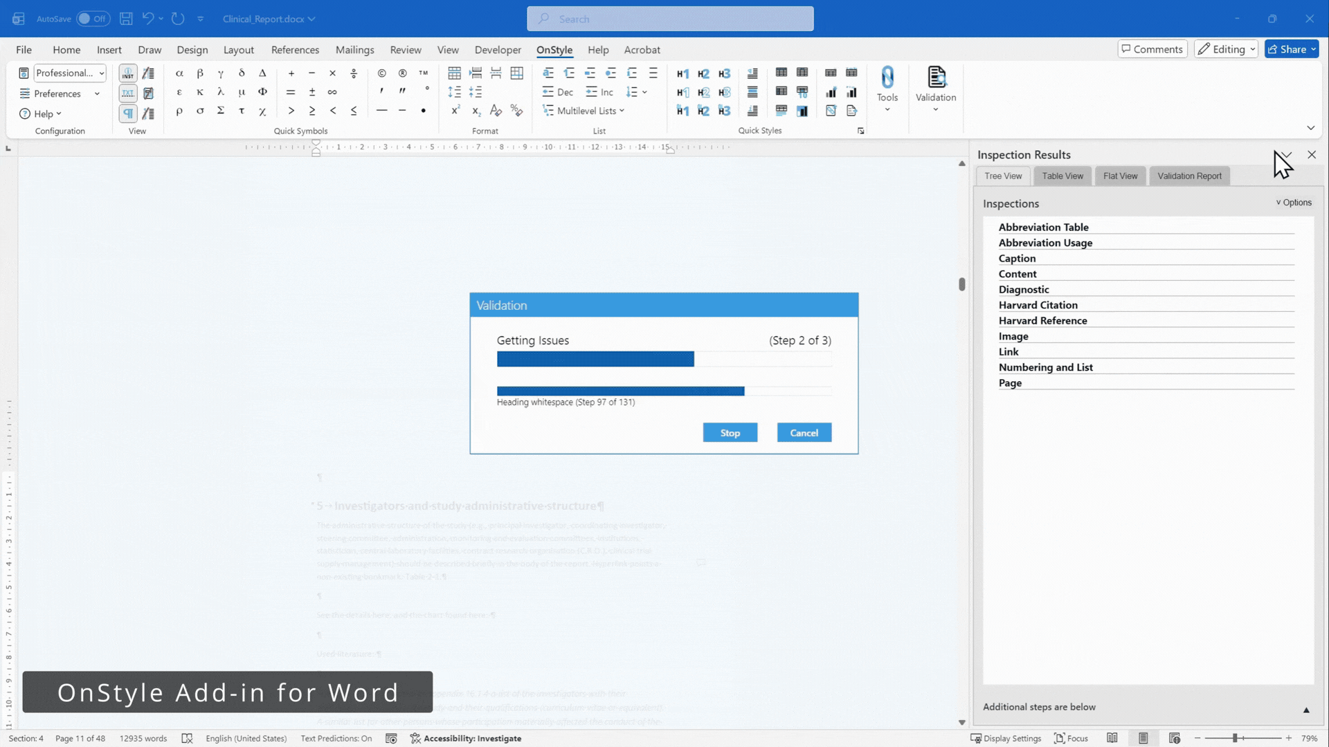 How to Automate Formatting Checks for Better Consistency
Tools such as the OnStyle Word add-in can scan documents and detect formatting issues automatically.
Excessive or empty paragraph marks
Manual page breaks
Inconsistent heading structures
Deviations from formatting rules