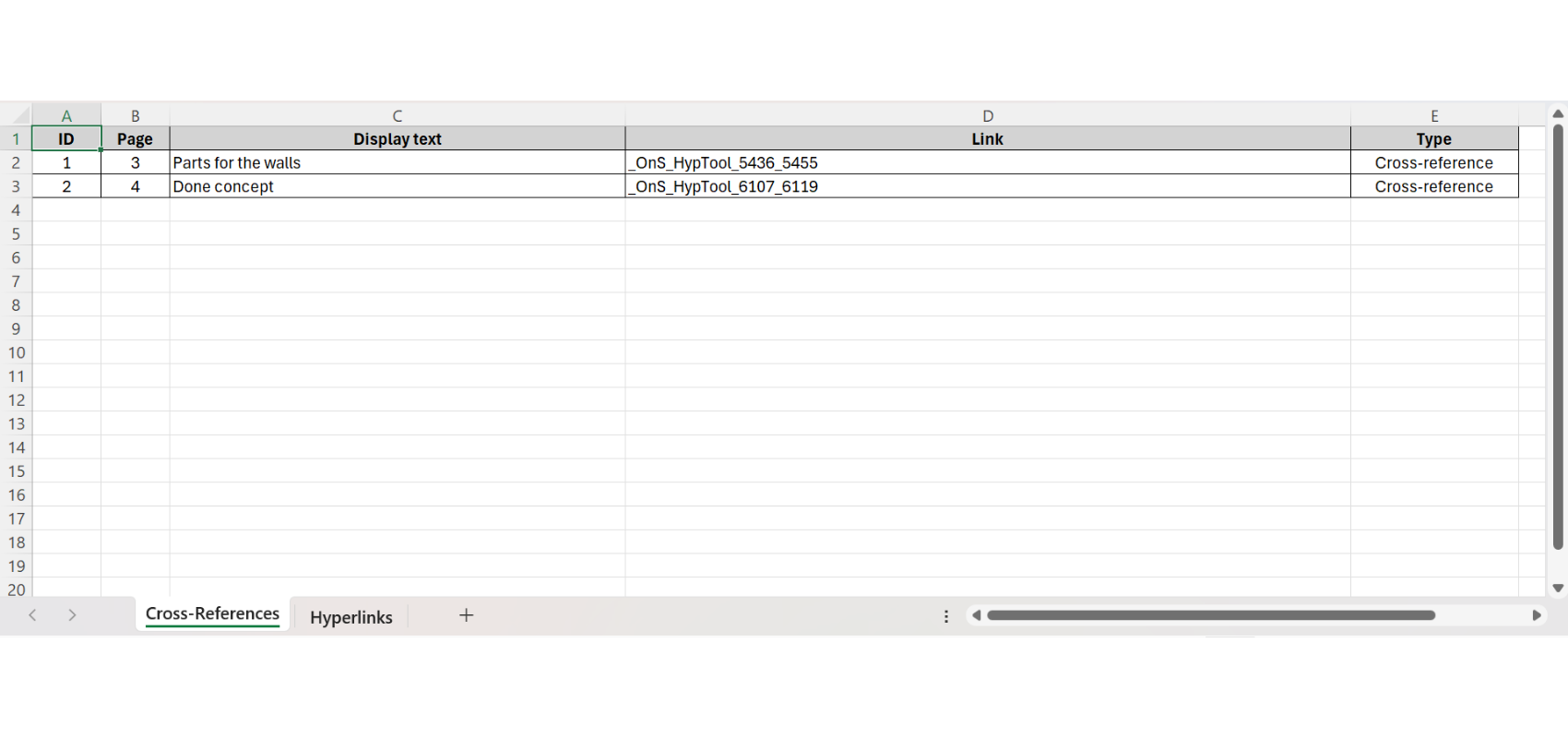 Review All Exported Links in Excel