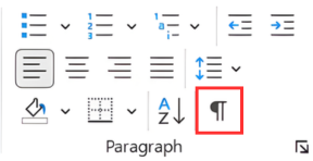Show Formatting Marks in Word
Display formatting marks before editing. This helps identify hidden structural issues.
Go to the Home tab.
Click Show/Hide (¶) in the Paragraph group.
Use Ctrl + Shift + 8 (Windows) or Cmd + 8 (Mac).