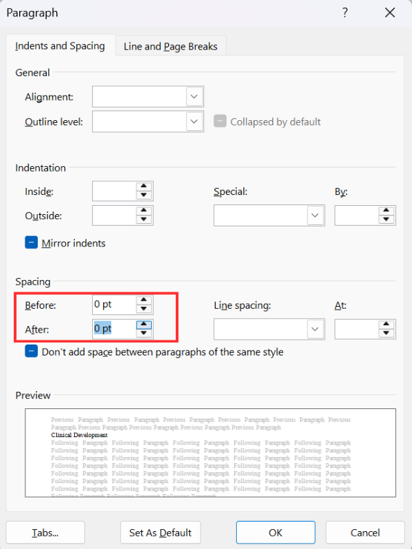 Adjust Paragraph Spacing in Word